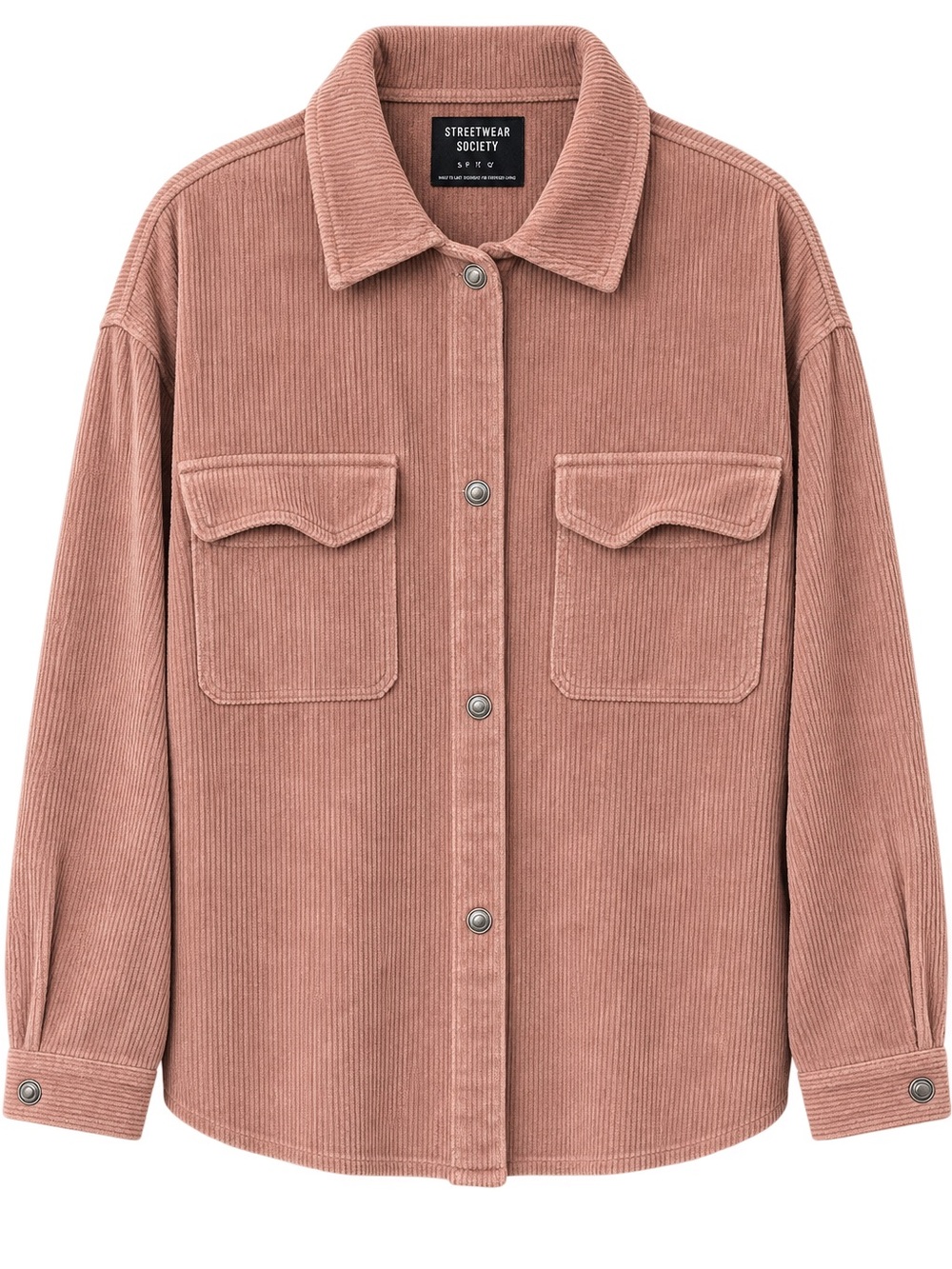 Streetwear Society Dusty Rose Oversized Corduroy Cotton Shacket Size S